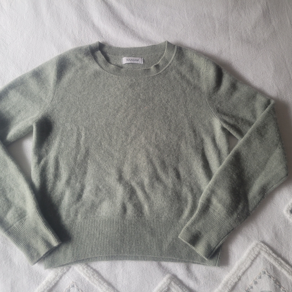 NAADAM Sage Green Cashmere Crew Neck Sweater